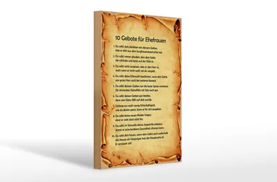 Produktbild von Holzschild Spruch 20x30cm 10 Gebote für Ehefrauen