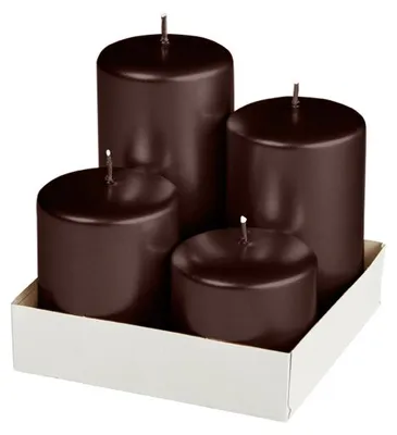 Produktbild von Adventset Stumpenkerzen Metallic Glanz Brandy Ø 60 mm, 4 Stück