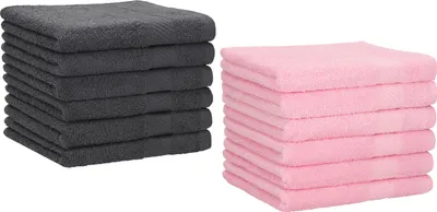 Produktbild von Betz 12 Stück Gästetücher 30x50 cm PALERMO 100% Baumwolle  Farbe: anthrazit und rose