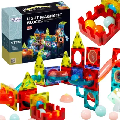 Image de Woopie Blocs Magnétiques Ball Track Light 75 Pcs.