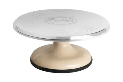 Produktbild von Sallys Drehbare Profi Tortenplatte Beige – Leichtgängige Drehfunktion für müheloses Dekorieren und Präsentieren von Torten