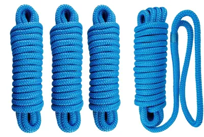 Imagen del producto de Cuerda de nylon trenzada doble, de 12 mm de diámetro, 6,1 metros de longitud, con una carga de rotura de 2240 kg, ideal para asegurar y sujetar