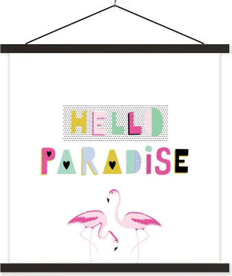 Produktbild von MuchoWow® Textilposter Flamingo - Sommer - Rosa 120x120 cm mit schwarzem Rahmen - Aufhängungsset