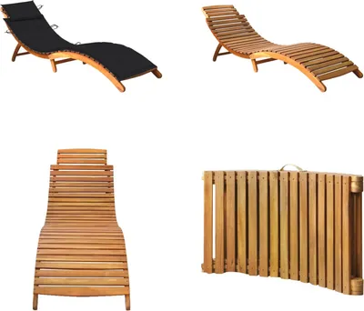 Image de vidaXL Bain de soleil avec support Acacia massif - Bain de soleil - Bain de soleil en bois - Bain de soleil en bois