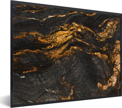 Produktbild von MuchoWow® Gerahmtes Poster Marmor - Limette - Schwarz - Gold - Marmoroptik - Luxus 40x30 cm - Poster mit Schwarzem Bilderrahmen Wandposter Rahmen Foto Bilder - Kunstposter - Wanddekorationen