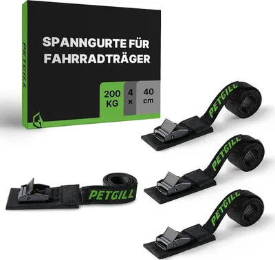 Image de lot de 4 sangles de serrage avec rembourrage pour porte-vélos 40cm 20mm 200kg