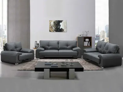 Produktbild von Polstergarnitur – Sofa-Set 3+2+1 OMEGA – Kunstleder Dolaro 40 anthrazit, stilvoll & bequem