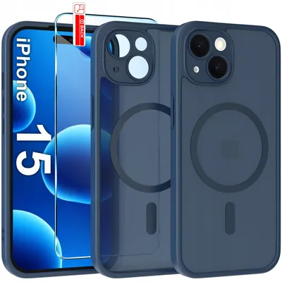 Immagine prodotto di Custodia magnetica opaca per iPhone 15 | Compatibile con MagSafe, resistente + vetro