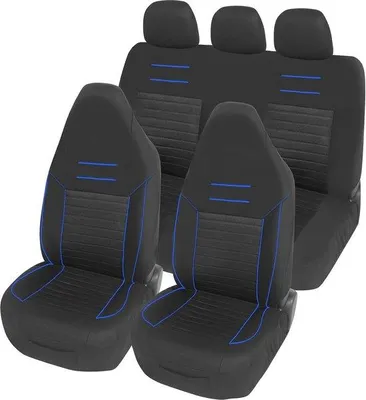 Produktbild von Famanu Autositzbezüge Set Blau Kunstleder - Komplettset für Vordersitze mit integrierten Kopfstützen