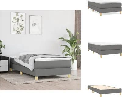 Image de vidaXL Lit Boxspring Gris foncé 80x200 cm Tissu - Lits et Sommiers