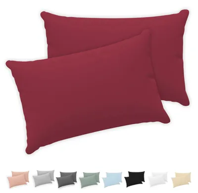 Zdjęcie produktu dla Twinzen - Poszewki na poduszki 40x60 cm - zestaw 2 sztuki - 100% bawełna - kolor burgundowy