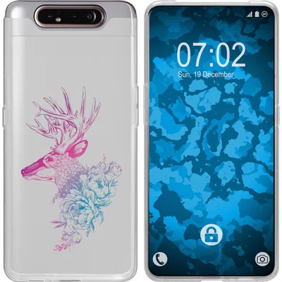 Produktbild von PhoneNatic Case kompatibel mit Samsung Galaxy A80 Silikon-Hülle Floral Hirsch M7-6
