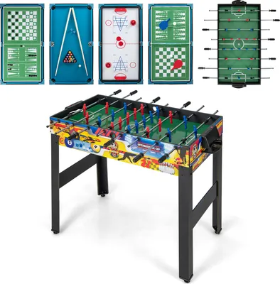 Obrázok produktu pre COSTWAY 12 v 1 herný stôl, stolová hra so stolným futbalom, vzdušným hokejom, biliardom, stolným tenisom, šachom, bowlingom, shuffleboardom, kombinovaným stolom pre domácnosť, kanceláriu, bar