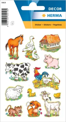 Produktbild von HERMA Aufkleber Bauernhoftiere klein, 36 Stück, Tiere Sticker für Kinder, Fotoalbum, Tagebuch, Scrapbooking