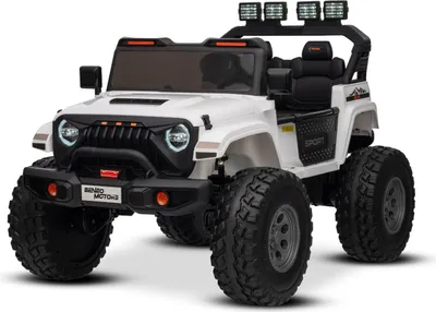 Immagine prodotto di Auto elettrica per bambini Beneo Motors OFFRIDE 4x4 biposto 24V, bianca, lettore MP3 con ingresso USB/AUX, trazione 4x4, batteria al litio, grandi ruote EVA con sospensione posteriore, telecomando, luci LED