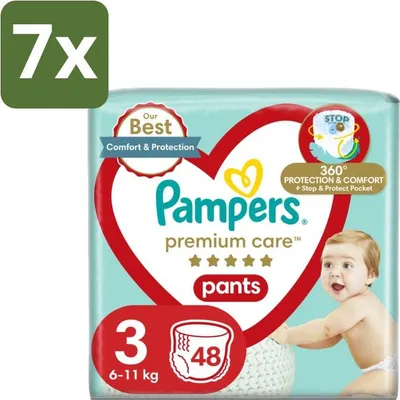 Produktbild von Pampers – Windelhosen – Premium-Pflegehosen Größe 3 – 48 Windeln - Vorteilspack - 7 Stücke