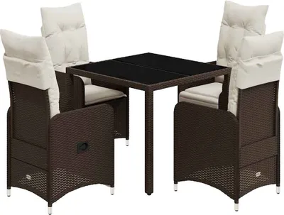 Immagine prodotto di vidaXL Set bistrot da giardino 5 pezzi con cuscini in polirattan marrone