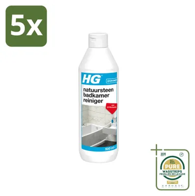 Produktbild von 5 x  HG Naturstein Badreiniger - Reinigt & Schützt - 500 ml - Vorratspackung - 5 Stücke