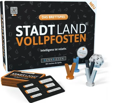 Produktbild von Stadt Land Vollpfosten® Das Brettspiel | Grundspiel – "Intelligenz ist relativ."