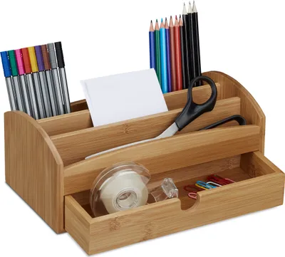 Produktbild von relaxdays Schreibtischorganizer Bambus Schublade