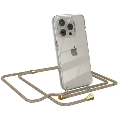 Produktbild von EAZY CASE Handykette kompatibel mit Apple iPhone 15 Pro, Handyhülle mit Umhängeband, Handykordel, Schutzhülle Clear, Band in Bunt