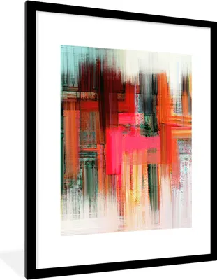 Produktbild von MuchoWow® Gerahmtes Poster Ölgemälde - Abstrakt 60x80 cm - Poster mit Schwarzem Bilderrahmen Wandposter Rahmen Foto Bilder - Wohnzimmer - Dekorationen - Prämie