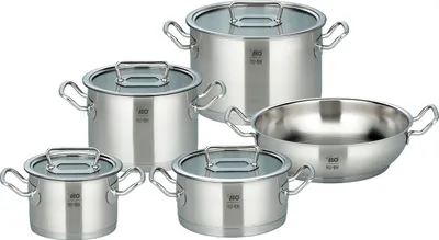 Produktbild von Kochtopf-Set - Edelstahl 18/10 - mit Glasdeckel - 5-teilig