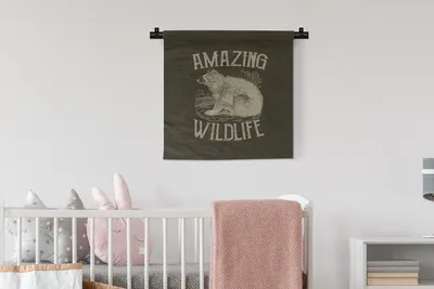 Produktbild von MuchoWow® Wandteppich Wandbehang Jahrgang - Bär - Natur 60x60 cm Tapisserie Dekoration Wandtuch - Dekorationen - Wand Decke