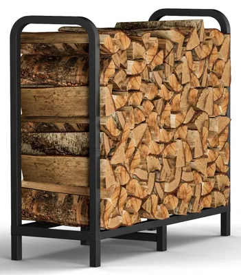 Image de Omgoods - Rangement en bois stable pour cheminée ouverte, 85 cm