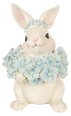 Zdjęcie produktu dla Clayre & Eef figurka dekoracyjna królik 9x10x13 cm biały plastik