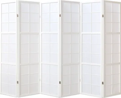 Produktbild von Homestyle4u Paravent Raumteiler 6 teilig Holz Weiss Reispapier Weiß Höhe 175 cm