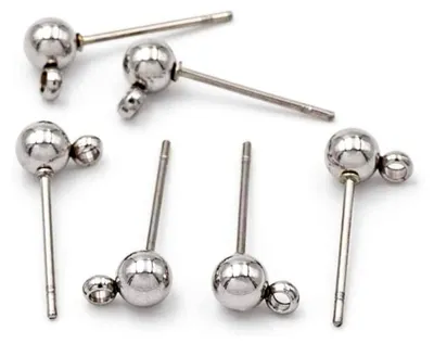 Produktbild von Ohrstecker mit Öse aus Edelstahl, 6 Stück für DIY Schmuckprojekte