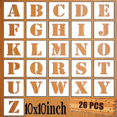 Buchstabenschablonen 26er Set, 25x25 cm, wiederverwendbar, Kunststoff