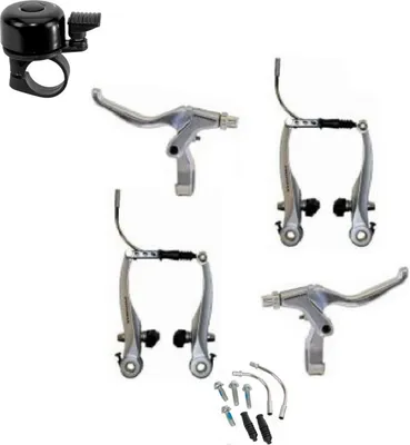 Produktbild von Fahrrad V-Brake Bremsen-Set Promax Silber inkl. Fahrradklingel