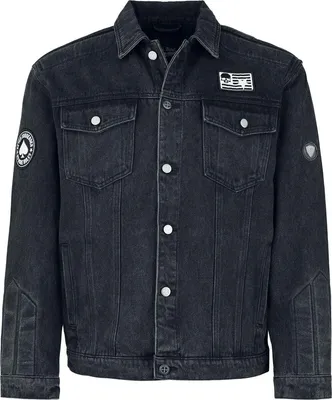Produktbild von Rock Rebel by EMP Herren graue Stonewash-Jeansjacke mit Patches und Metallaccessoire XXL