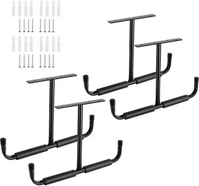 Produktbild von Metallische Wandhaken für den Garageboden - 4 Stück - Schwarz - für Lader, Fahrrad, Holz, Werkzeug und schwere Gegenstände
