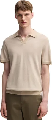 Produktbild von BOSS Black Poloshirt beige V-Ausschnitt einfarbig