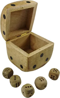 Produktbild von Würfel Aufbewahrungsbox Würfelbecher mit 5 Würfeln aus Mangoholz