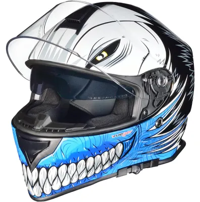 Produktbild von RT-824 Integralhelm Motorradhelm Kinderhelm Motorrad Integral Roller Helm Gebiss Blue Hollow XL (61-62)