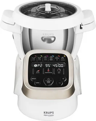Produktbild von Krups Prep&Cook, 4,5 l, Grau, Edelstahl, Weiß, Kotelett, Schneiden, Schleifen, Kneten, Rührer, Edelstahl, 1550 W, 0,24 W