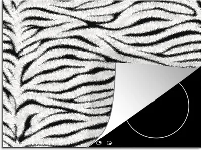 Produktbild von KitchenYeah© Herdabdeckplatte Tiermuster - Zebra - Weiß , 57x51cm, Küche Deko, Glaskeramikkochfeld Herdabdeckung, Abdeckplatte fùr Kochfeld