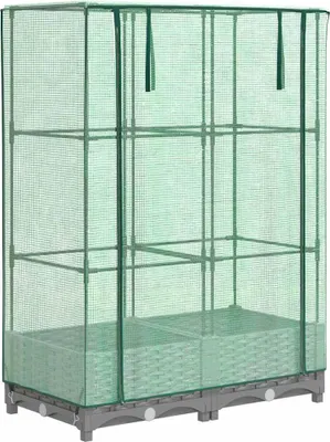 Produktbild von vidaXL Hochbeet mit Gewächshaus-Aufsatz Rattan-Optik 80x40x123 cm