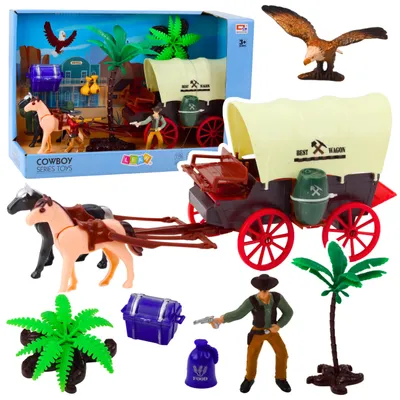 Immagine prodotto di Cowboy Set Figure Westernwagen Pferde Cowboy Palmen