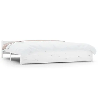 Image de vidaXL Lit en bois massif blanc 180x200 cm
