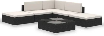 Obrázek produktu pro vidaXL 6dílná zahradní lounge souprava s polštáři Poly ratan černá