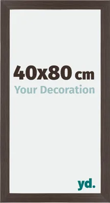 A product image of a picture frame with text indicating its size and a brand logo.