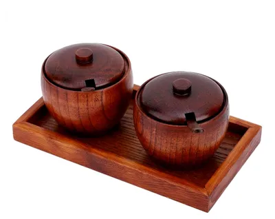 Produktbild von Set aus Holz-Gewürzbehältern, Aufbewahrungsboxen für die Küche