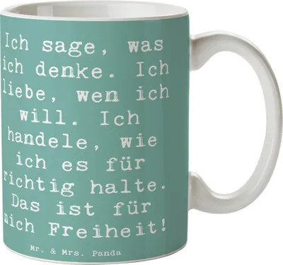 Produktbild von Mr. & Mrs. Panda Becher Spruch Freiheit Leben - Meeresbrise - Geschenk, Kaffeebecher, Pott, Motivtasse, Gefühl, Tasse, starkes Statement, Individualität, Kaffeetasse, Mut