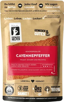 Produktbild von Cayennepfeffer, gemahlen, Pfefferpulver, sehr scharf, zum Kochen und Braten, 10 x 50g