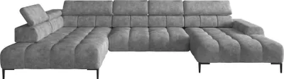 Produktbild von Plaza Ecksofa in U-Form, Linke Seite, Funktional Komfortable Schlaffunktion Verstellbare Kopfstützen Verstellbarer Sitz Wellenfedersystem Hochelastischer Schaum 385x216 cm, Grau